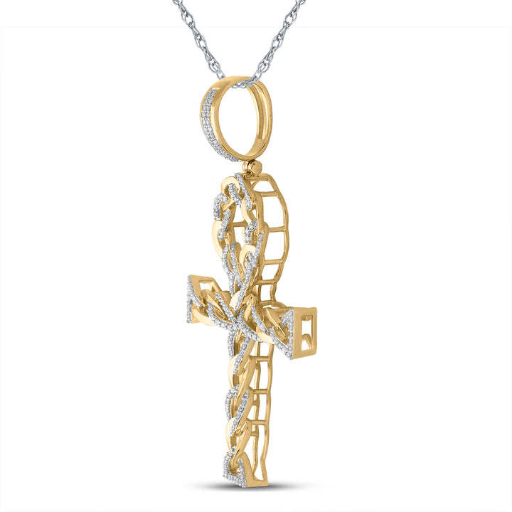 3/8CTW-DIA P1P2 MENS ANKH  CROSS CHARM