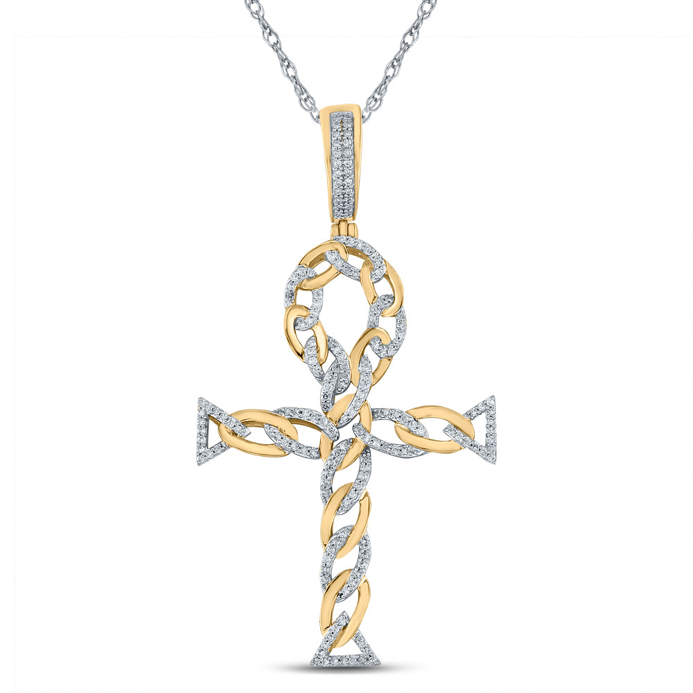 3/8CTW-DIA P1P2 MENS ANKH  CROSS CHARM