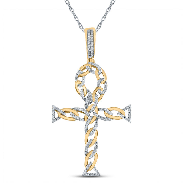 3/8CTW-DIA P1P2 MENS ANKH  CROSS CHARM