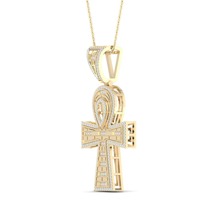 1/2CTW-DIA P1P2 MENS ANKH CROSS CHARM