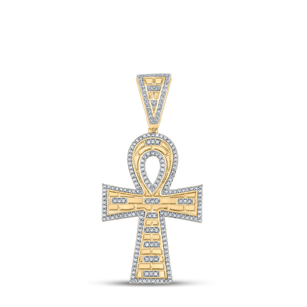 1/2CTW-DIA P1P2 MENS ANKH CROSS CHARM