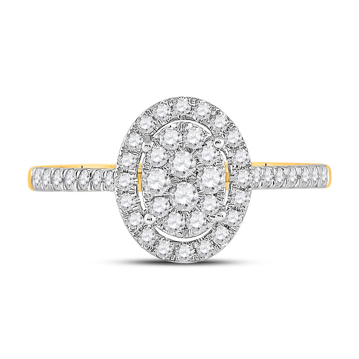 10kt Yellow Gold Womens Round Diamond Cluster Bridal Wedding Engagement Ring 1/2 Cttw