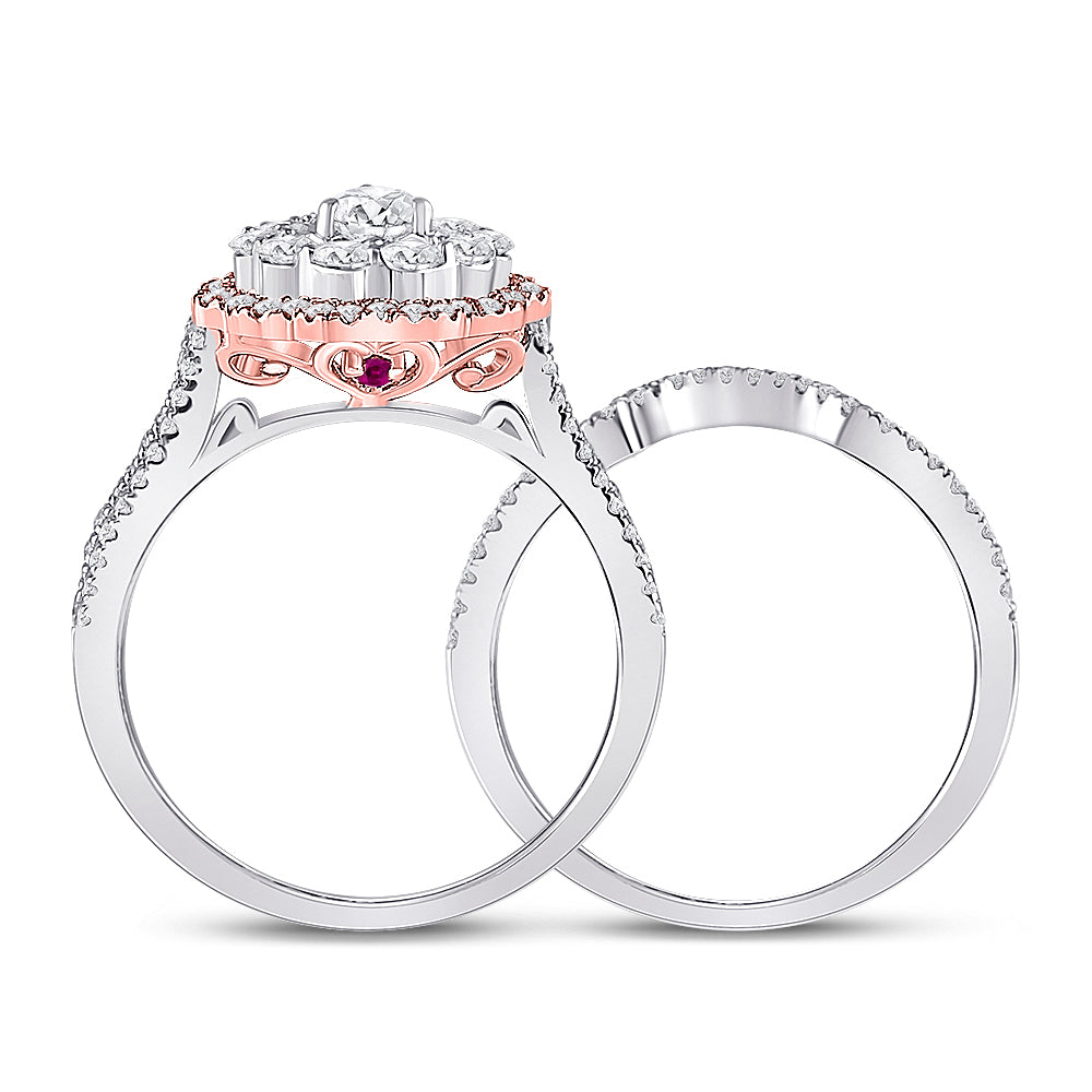 1 1/3CTW-DIA ANA M 1/3CT-CPEAR 1/20CT-RUBY KIANA BRIDAL SET