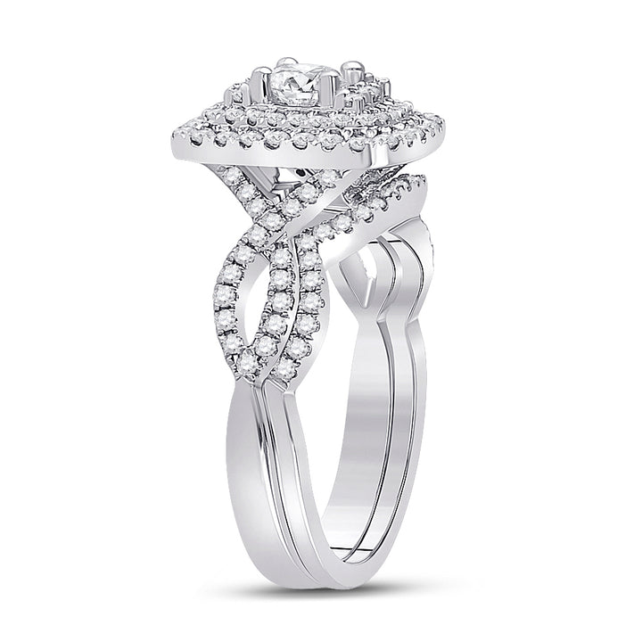 1CTW-DIA ANA M 1/3CT-CRD BRIDAL SETS DOUBLE HALO