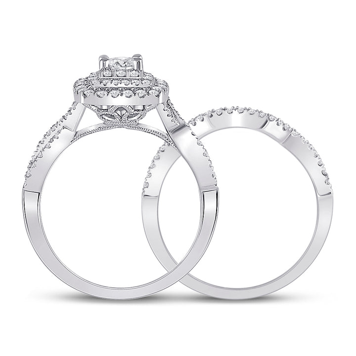 1CTW-DIA ANA M 1/3CT-CRD BRIDAL SETS DOUBLE HALO