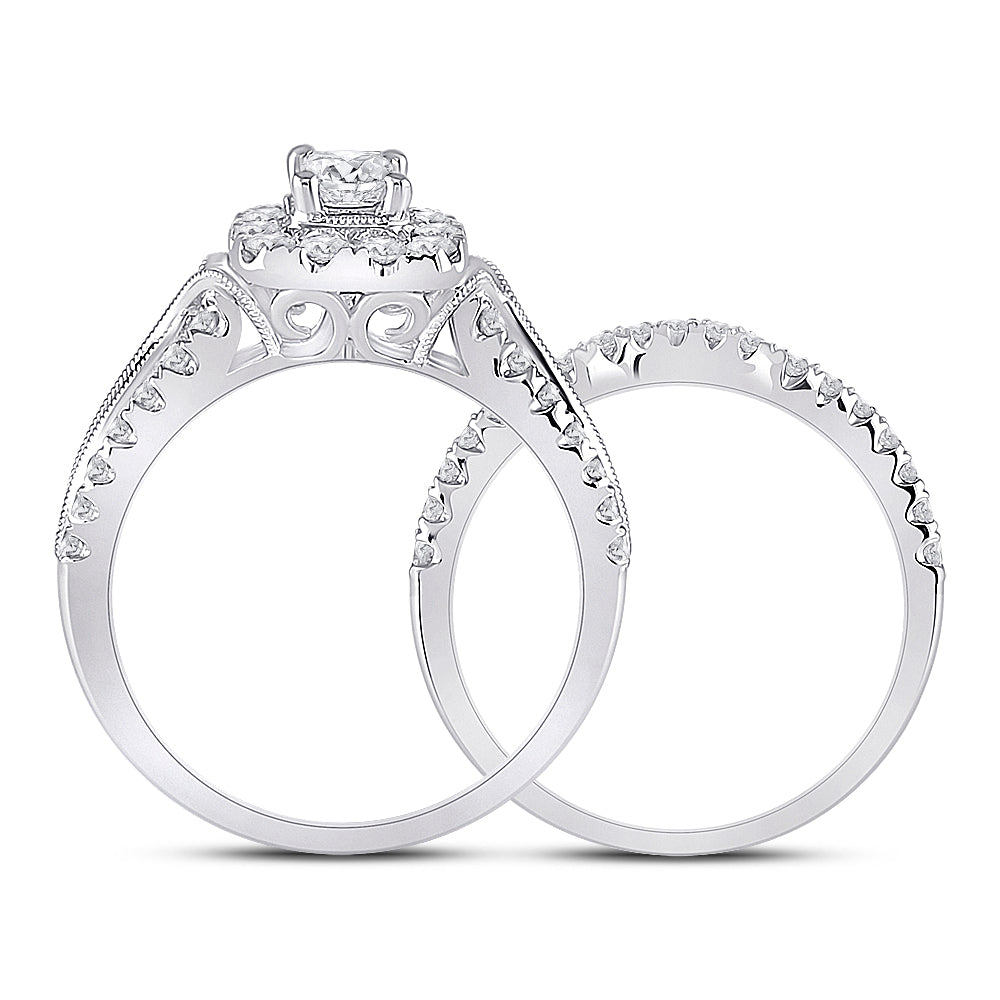 1 3/8CT-DIA ANA M 3/8CT-CEME BLISS BRIDAL SETS DOUBLE HALO