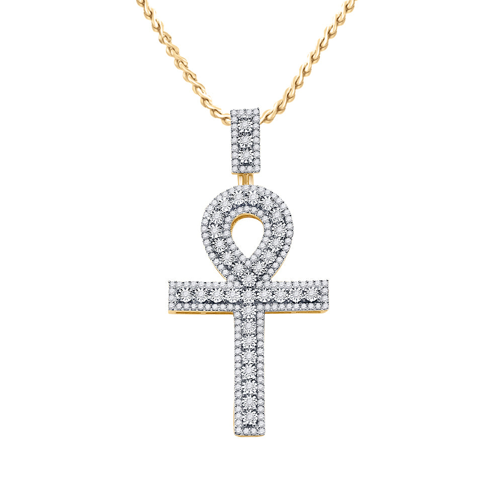 1 CTW-DIA ANKH CROSS PENDANT