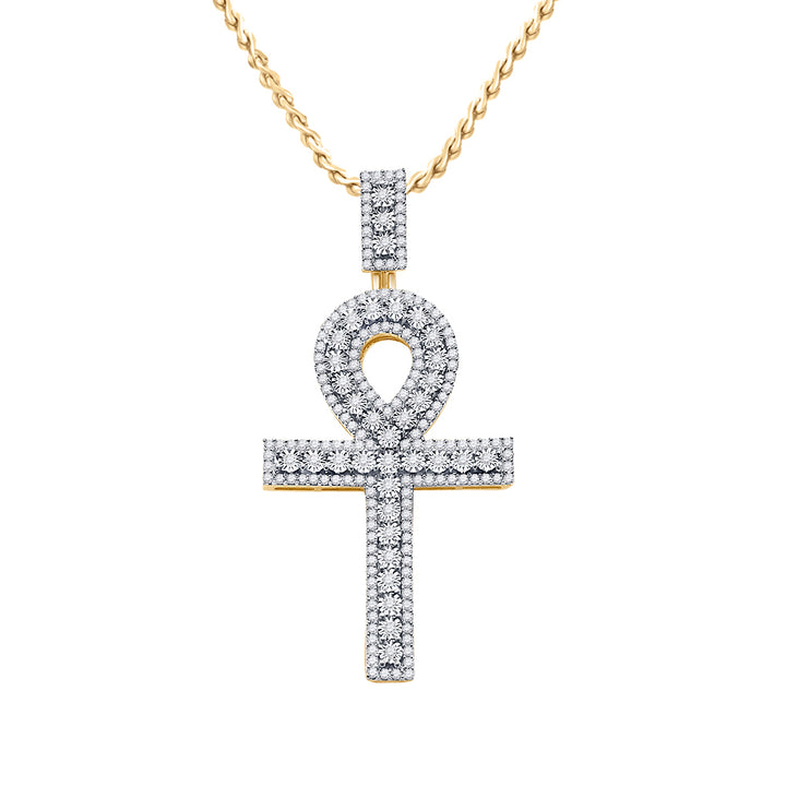 1 CTW-DIA ANKH CROSS PENDANT