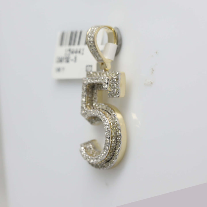 1 5/8CT-DIA NK NUMBER "5" MENS CHARM