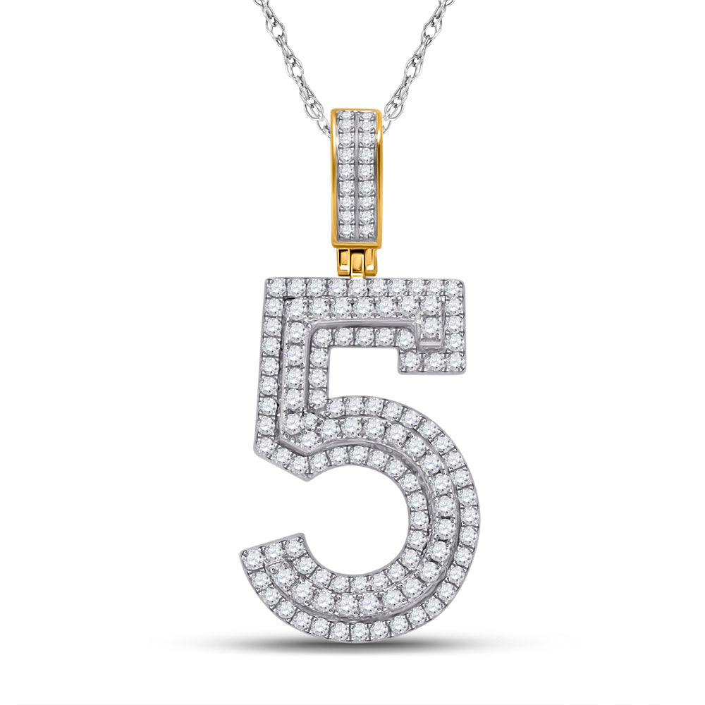 1 5/8CT-DIA NK NUMBER "5" MENS CHARM