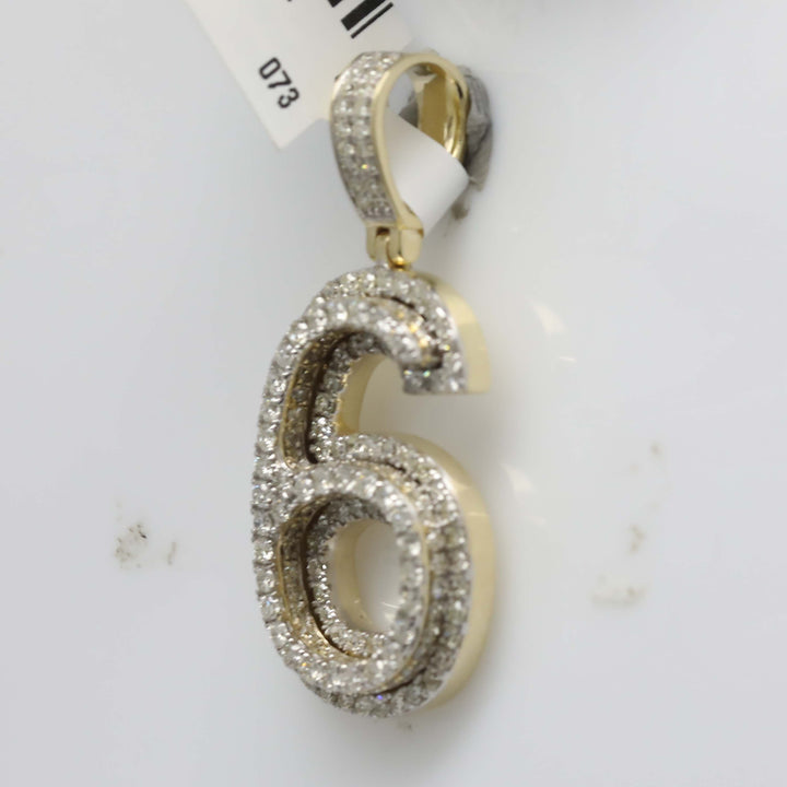 1 5/8CT-DIA NK NUMBER "6" MENS CHARM