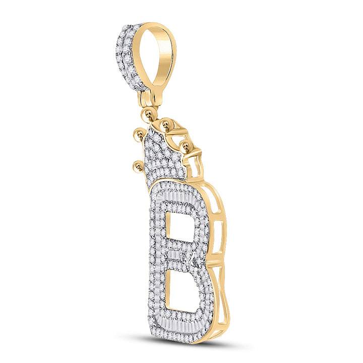 1 CT-DIA P1P2 CROWN INITIAL "B" MENS PENDANT