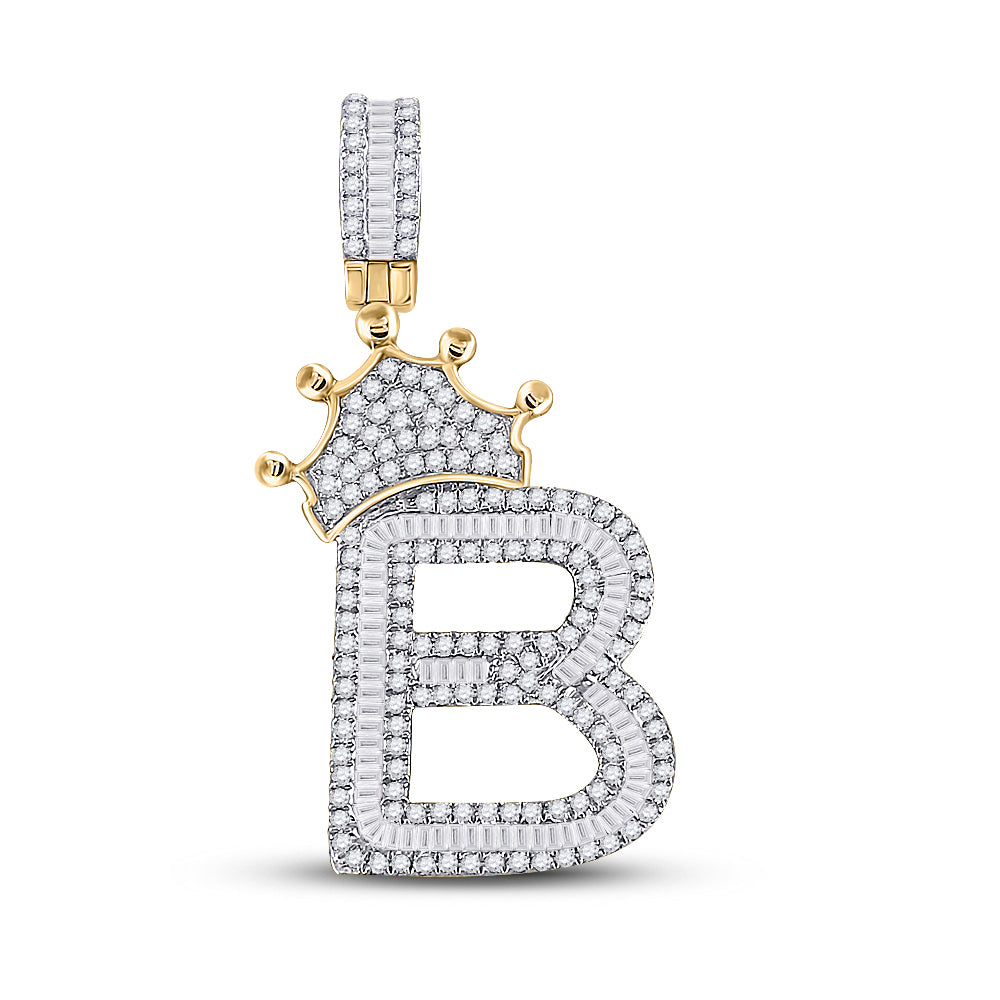 1 CT-DIA P1P2 CROWN INITIAL "B" MENS PENDANT