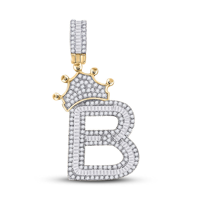 1 CT-DIA P1P2 CROWN INITIAL "B" MENS PENDANT