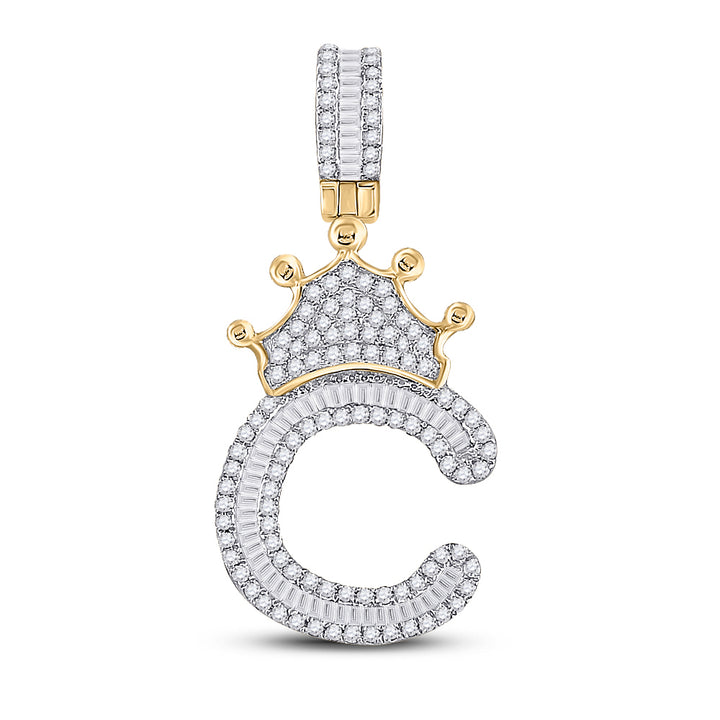 5/8CT-DIA P1P2 CROWN INITIAL "C" MENS PENDANT