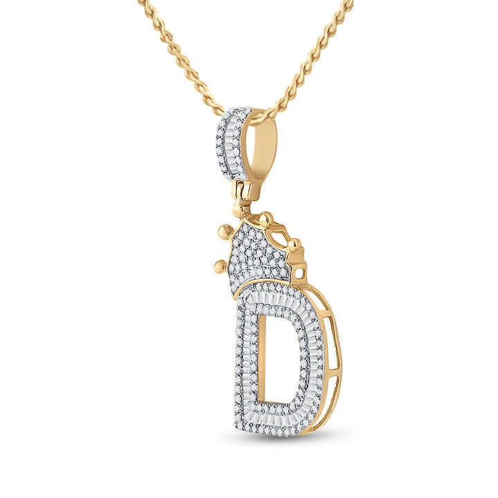 3/4CT-DIA P1P2 CROWN INITIAL "D" MENS PENDANT