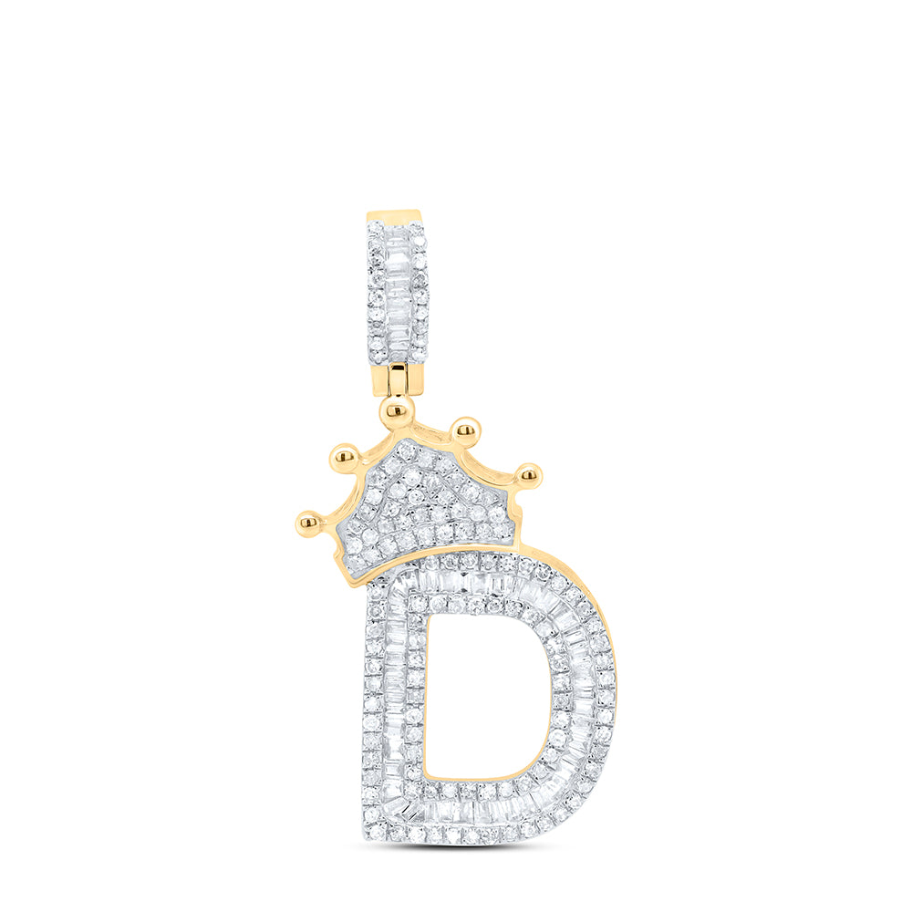 3/4CT-DIA P1P2 CROWN INITIAL "D" MENS PENDANT