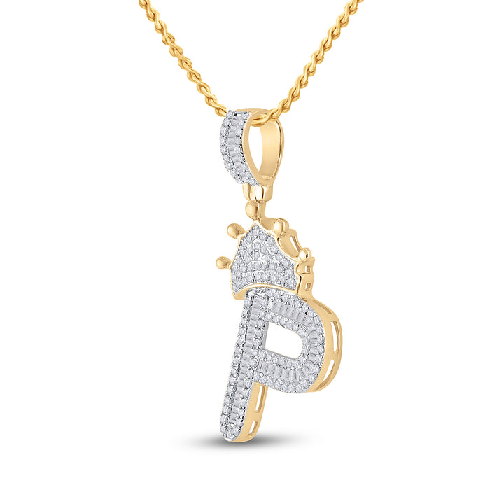 5/8CT-DIA P1P2 CROWN INITIAL "P" MENS PENDANT