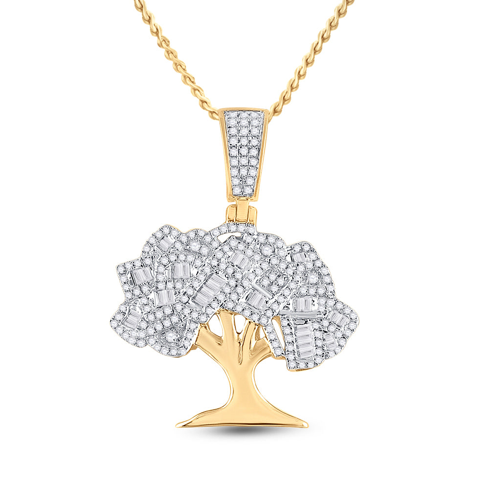 7/8CT-DIA P1P2 MICRO-PAVE MONEY TREE MENS CHARM