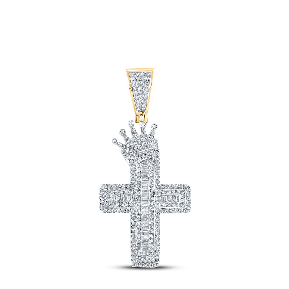 1 CTW-DIA P1P2 CROSS CROWN MENS CHARM