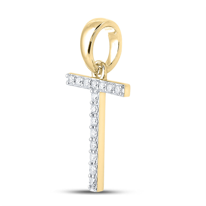 1/8CT-DIA CN LADIES INITIAL "T" PENDANT