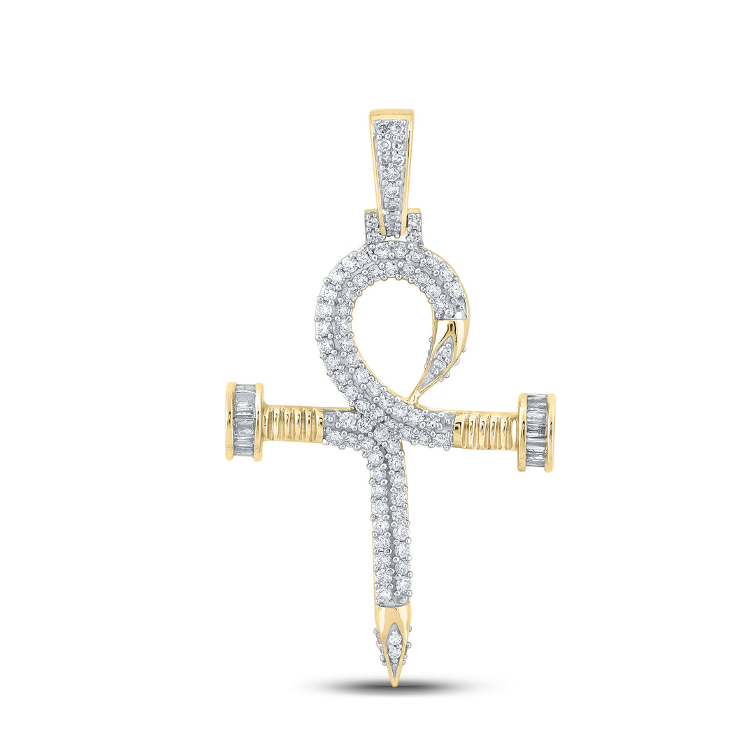 1CT-DIA NK NAIL ANKH CROSS MENS CHARM