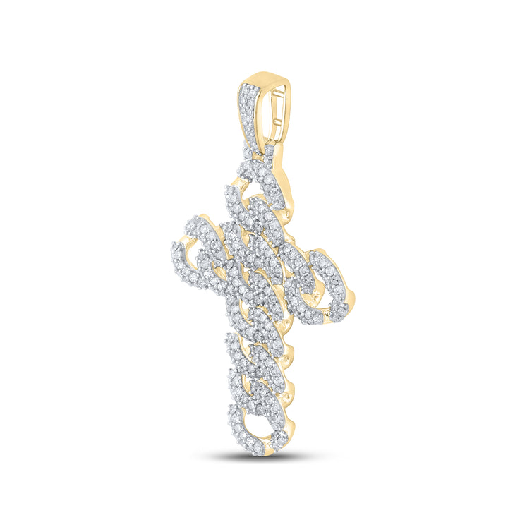 1 7/8CT-DIA NK CUBAIN CROSS MENS CHARM