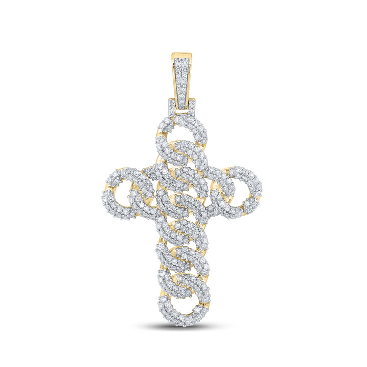 1 7/8CT-DIA NK CUBAIN CROSS MENS CHARM