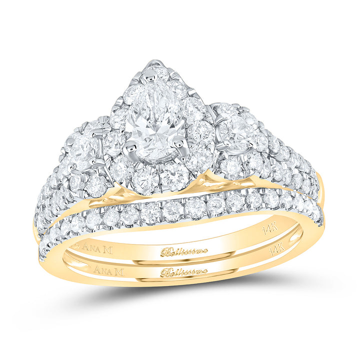 1 1/2CTW-DIA ANA M 3/8CT-CPEAR BELLISSIMO BRIDAL SET