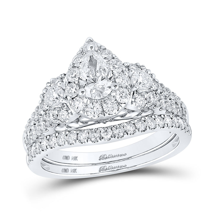 1 1/2CTW-DIA ANA M 3/8CT-CPEAR BELLISSIMO BRIDAL SET