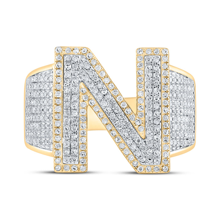 1 1/5CTW-DIA P1P2 INITIAL "N" MENS RING