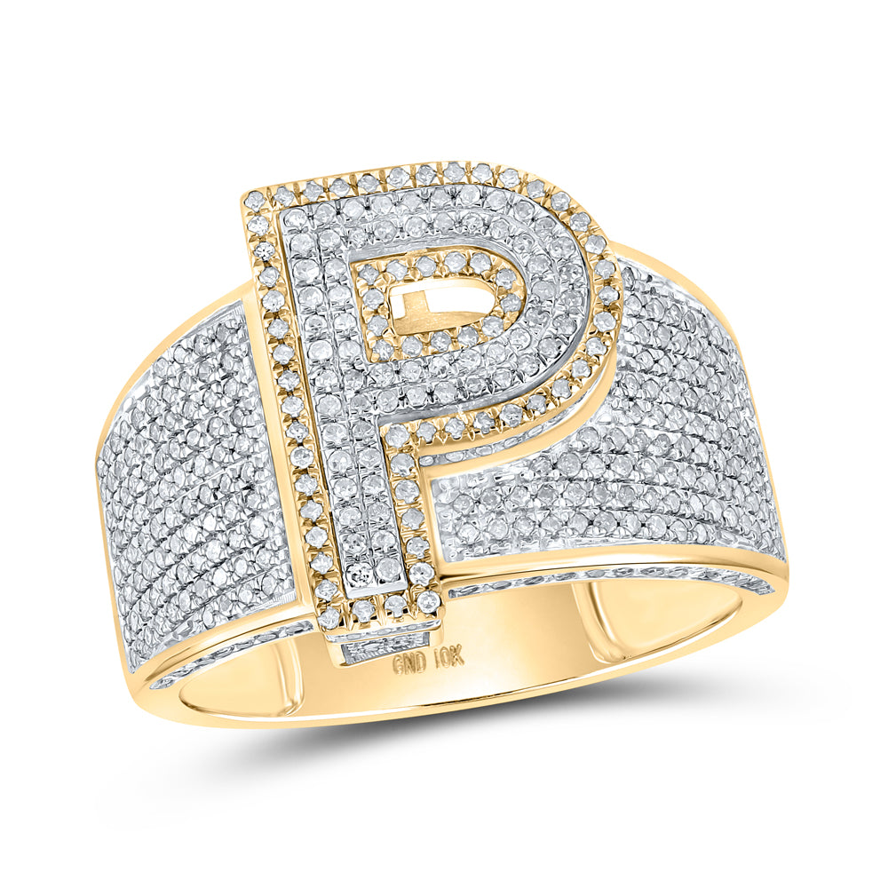 1CTW-DIA P1P2 INITIAL "P" MENS RING