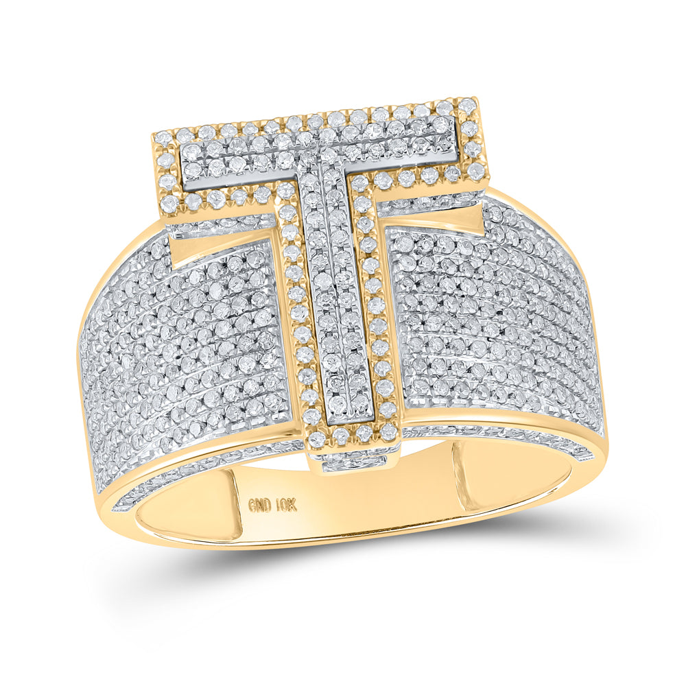 1 1/5CTW-DIA P1P2 INITIAL "T" MENS RING