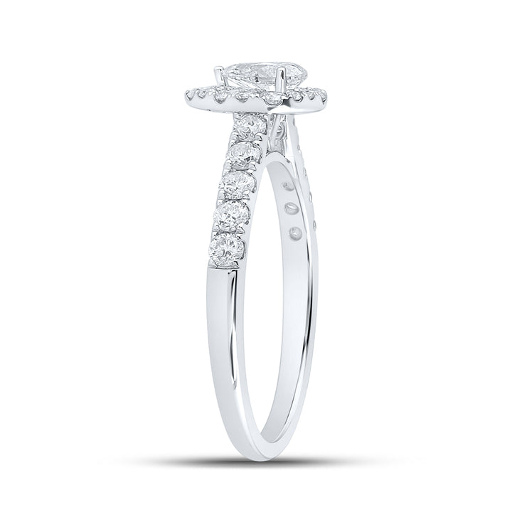 1CTW-DIA ANA M 1/3CT-CPEAR ENGAGEMENT SINGLE HALO