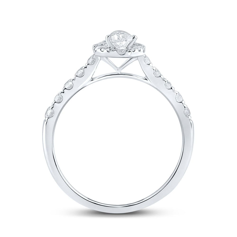 1CTW-DIA ANA M 1/3CT-CPEAR ENGAGEMENT SINGLE HALO