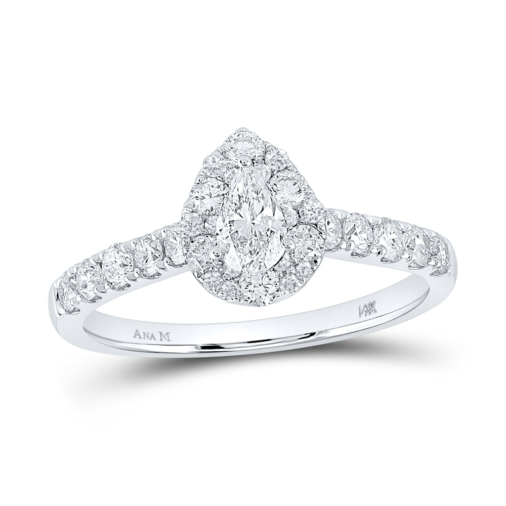 1CTW-DIA ANA M 1/3CT-CPEAR ENGAGEMENT SINGLE HALO