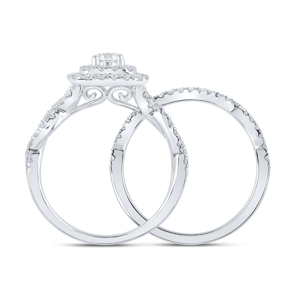 1 CTW-DIA ANA M 1/3CT-CRD BRIDAL SET 2 HALO