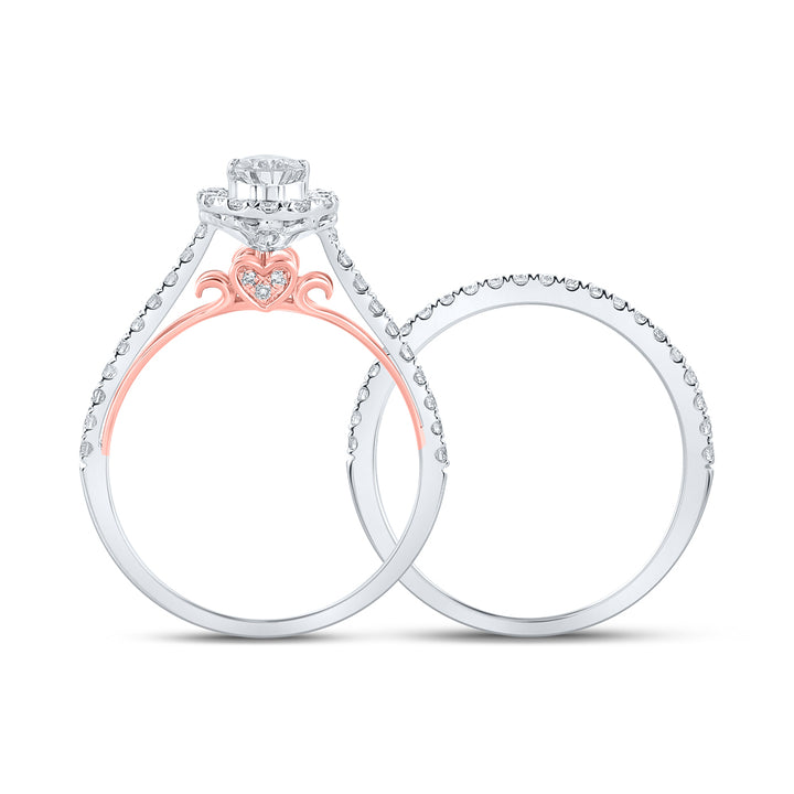 1CTW-DIA ANA M 1/3CT-CPEAR SINGLE HALO BRIDAL SET RING