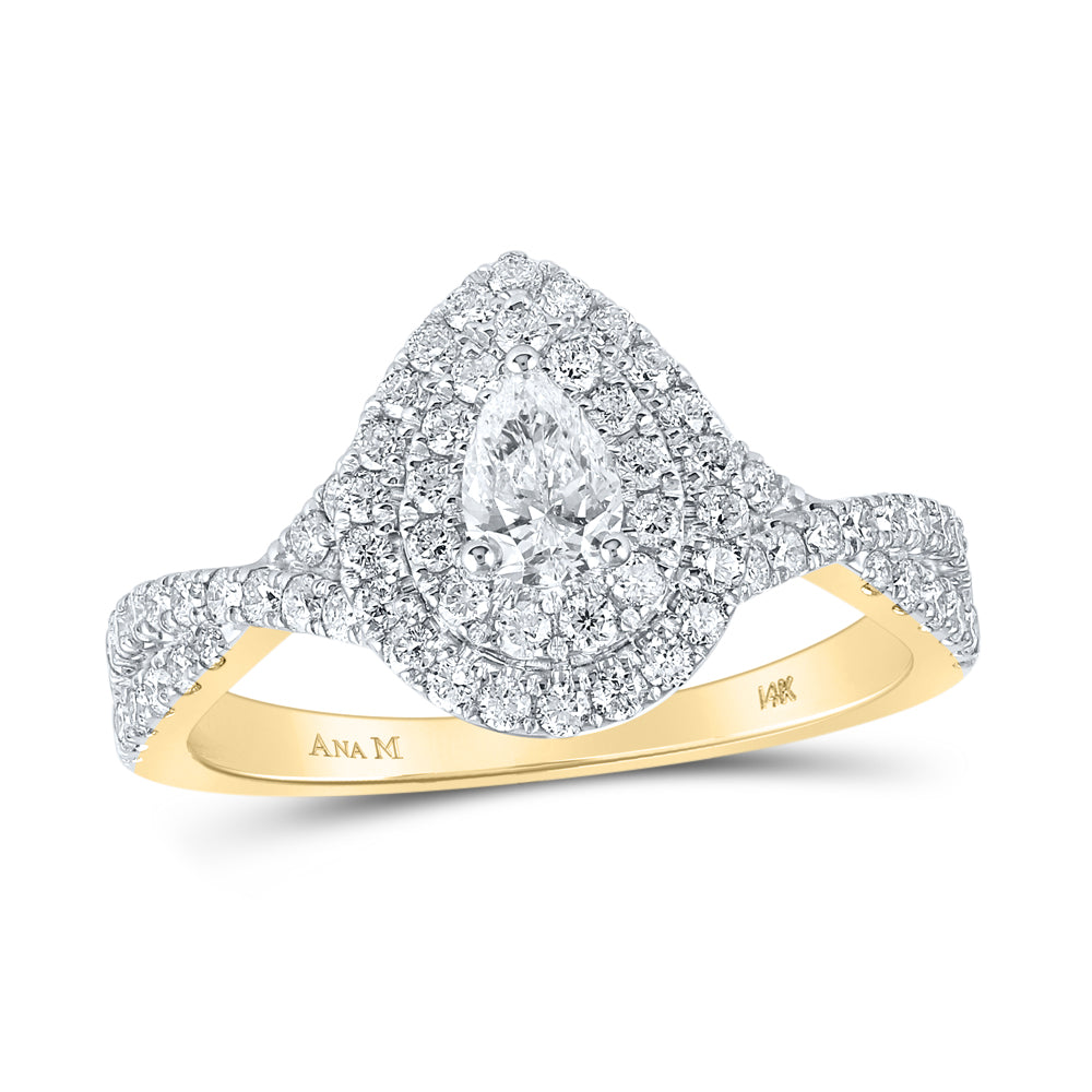 1 CTW-DIA ANA M 1/3CT-CPEAR ENGAGEMENT DOUBLE HALO