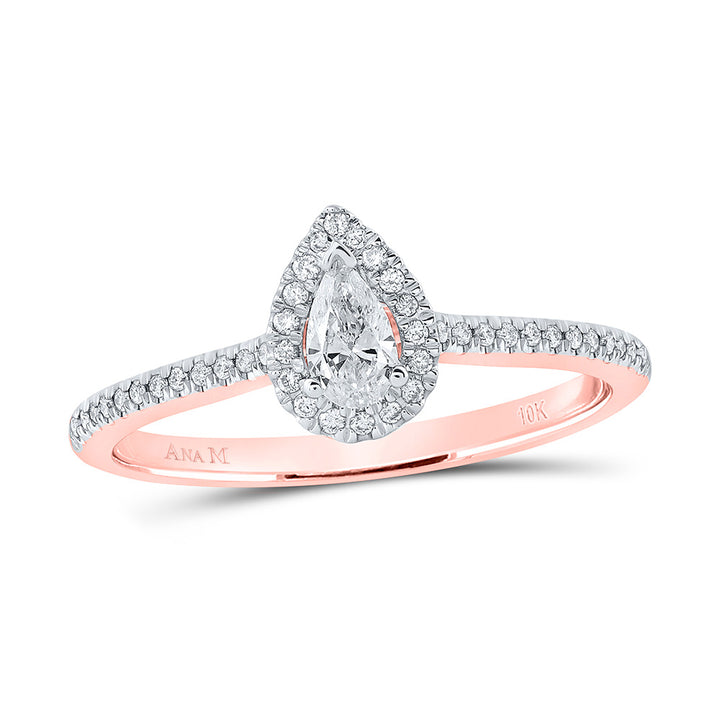 1/3CTW-DIA ANA M 1/5CT-CPEAR ENGAGEMENT SINGLE HALO RING