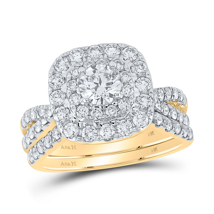 2 CTW-DIA ANA M 1/2CT-CRD BRIDAL SET DOUBLE HALO