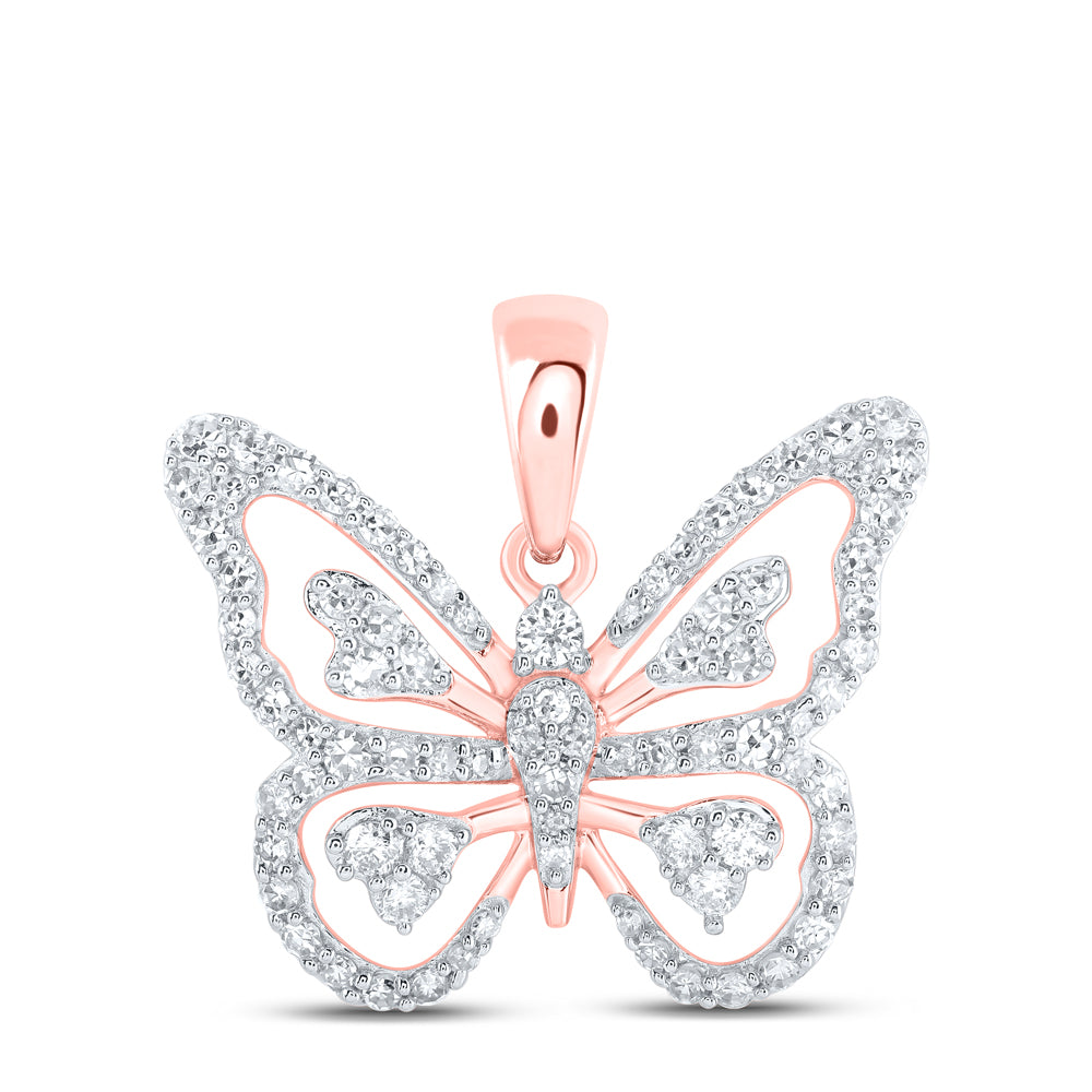 3/8CTW-DIA CN BUTTERFLY PENDANT