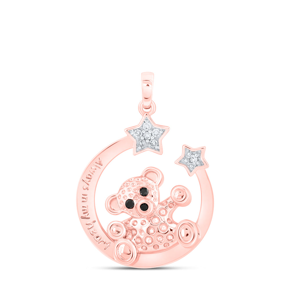 1/12CTW-DIA NK TEDDY BEAR PENDANT