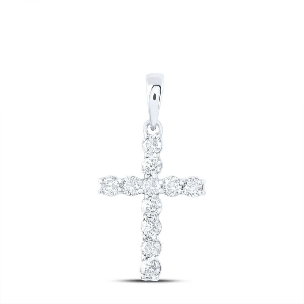 1/4CTW-DIA NK CROSS PENDANT