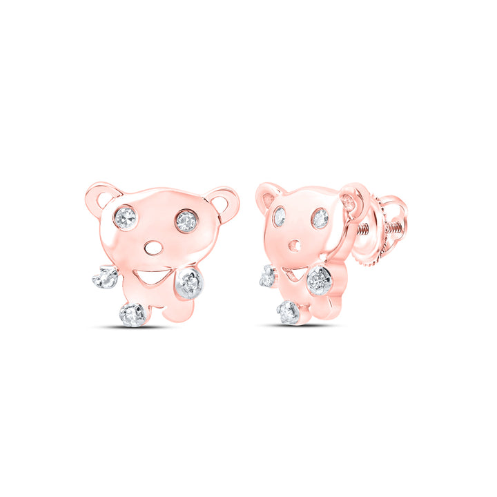 0.03CTW-DIA NK GIFT TEDDY BEAR EARRINGS