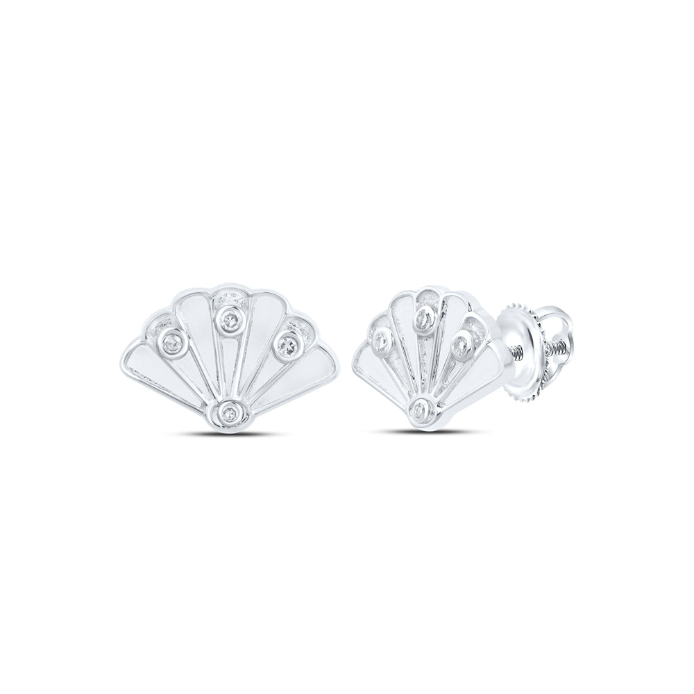 0.03CTW-DIA NK GIFT SEA SHELL EARRINGS