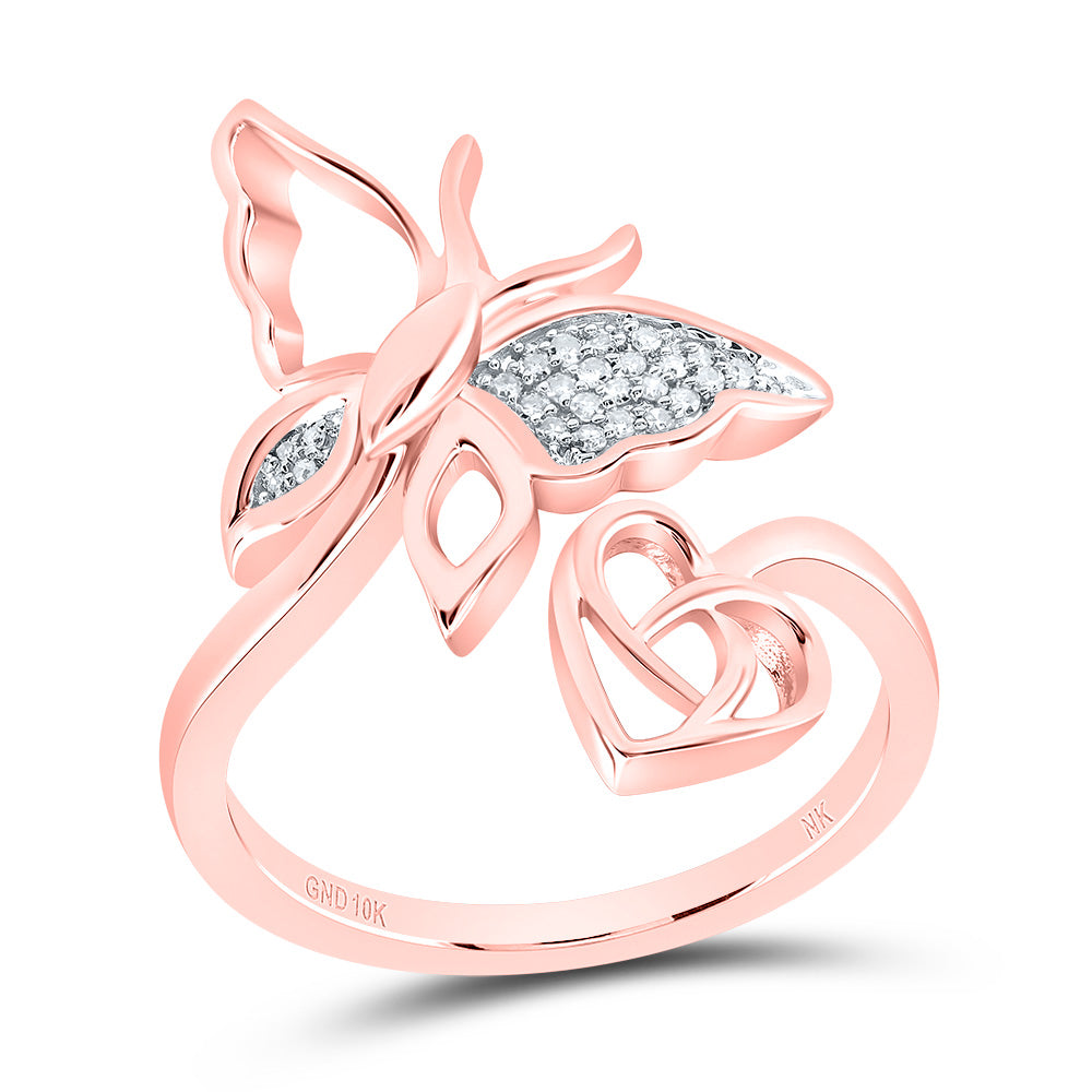 1/12CTW-DIA NK BUTTERFLY HEART RING