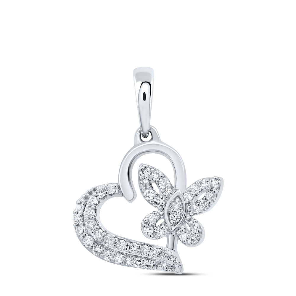 1/8CTW-DIA CN GIFT BUTTERFLY HEART PENDANT