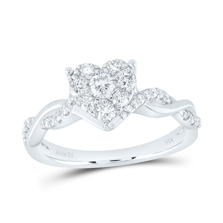 1/2CTW-DIA ANA M HEART NO HALO FASHION BRIDAL RING