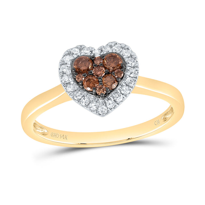 1/3CTW-DIA CN COGNAC NATURAL HEART RING